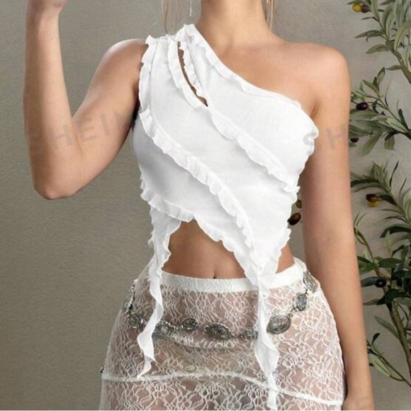 Two Shein white frilly tops - Picture 2 of 4